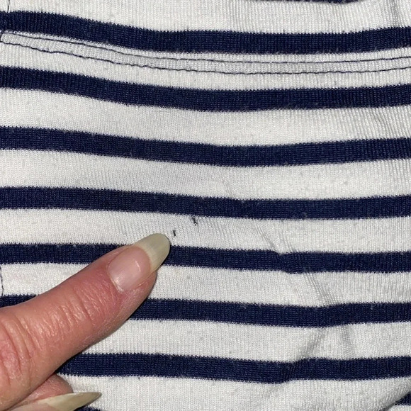 SPLENDID cardigan open front long sleeve button tabs 2 pockets navy white size L - Picture 13 of 14